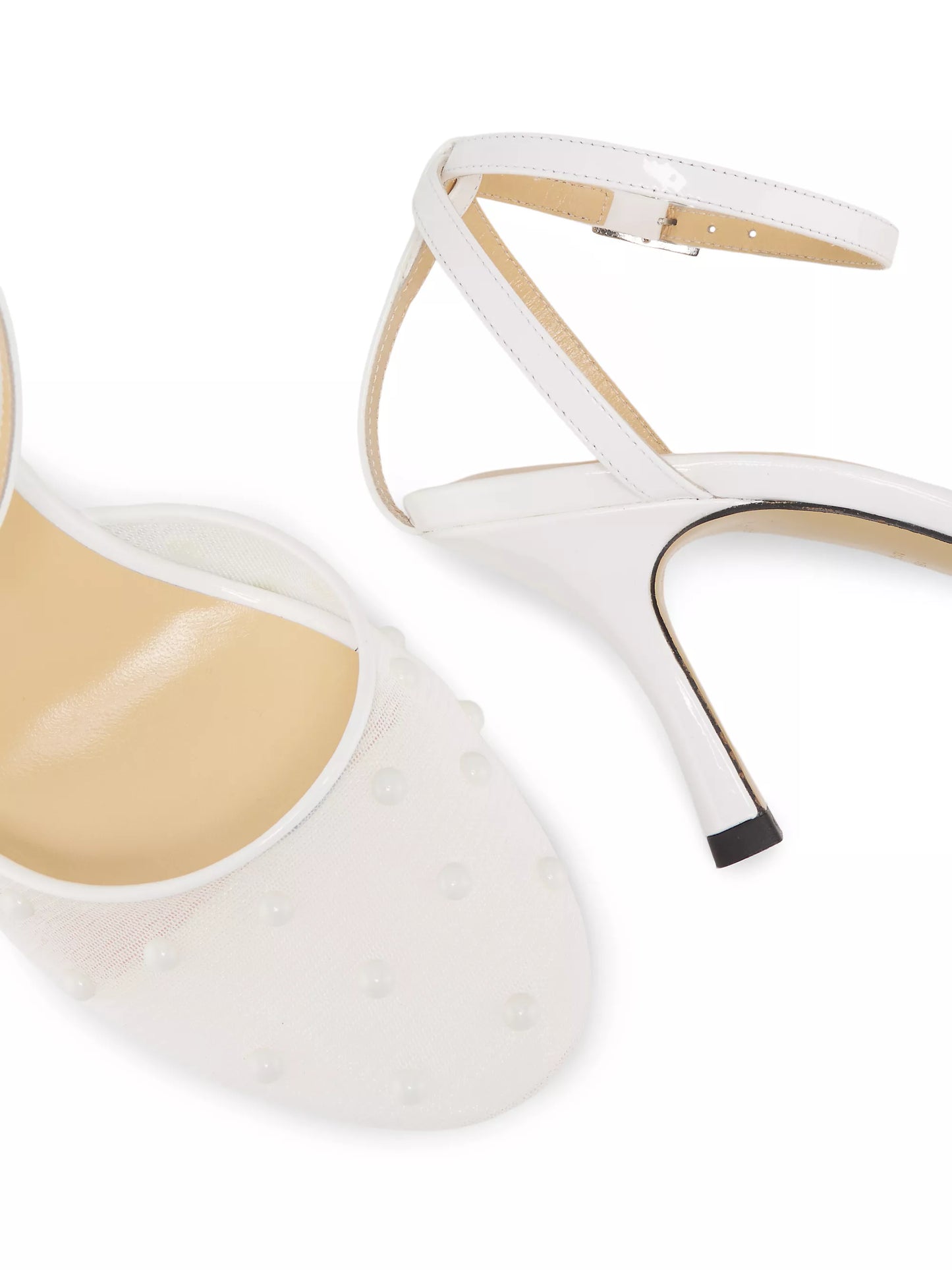 High-end mesh heel with pearl detailing
