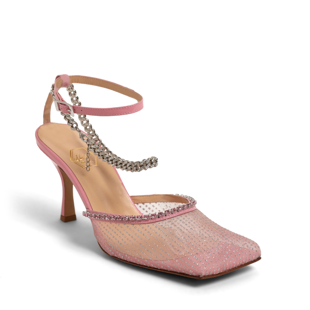 Pink Crystal Mesh Sandal